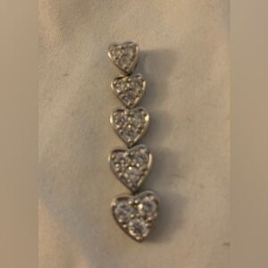 Sterling Silver with Rhinestone hearts pendant